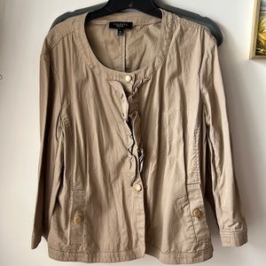 Preowned Talbots Ruffle Tan Jacket Size 18